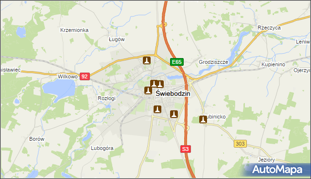mapa Świebodzin, Świebodzin na mapie Targeo