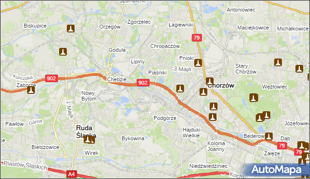 mapa Świętochłowice, Świętochłowice na mapie Targeo