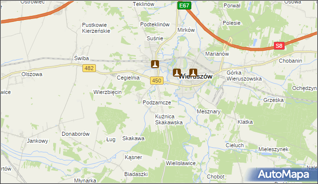 mapa Święty Roch gmina Wieruszów, Święty Roch gmina Wieruszów na mapie Targeo