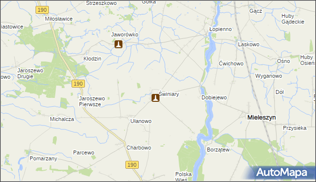 mapa Świniary gmina Kłecko, Świniary gmina Kłecko na mapie Targeo