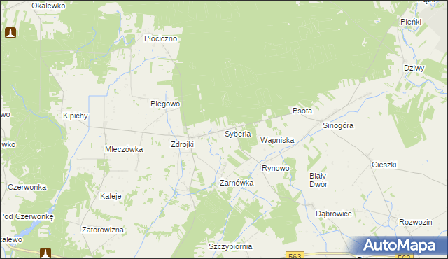 mapa Syberia gmina Lubowidz, Syberia gmina Lubowidz na mapie Targeo