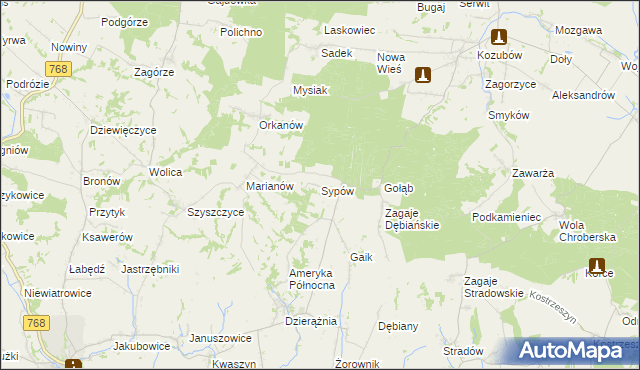 mapa Sypów, Sypów na mapie Targeo