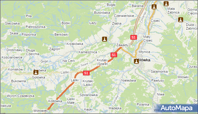 mapa Szare, Szare na mapie Targeo