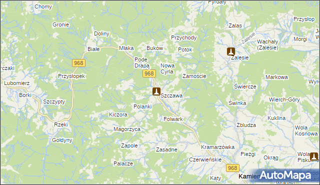 mapa Szczawa, Szczawa na mapie Targeo