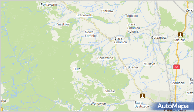 mapa Szczawina, Szczawina na mapie Targeo