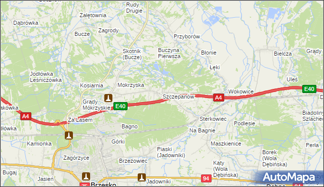 mapa Szczepanów gmina Brzesko, Szczepanów gmina Brzesko na mapie Targeo