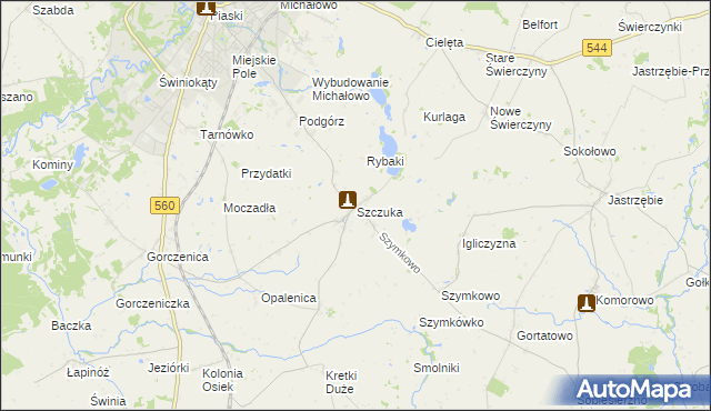 mapa Szczuka, Szczuka na mapie Targeo