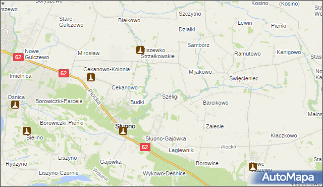 mapa Szeligi gmina Słupno, Szeligi gmina Słupno na mapie Targeo