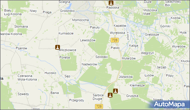 mapa Szóstaki, Szóstaki na mapie Targeo