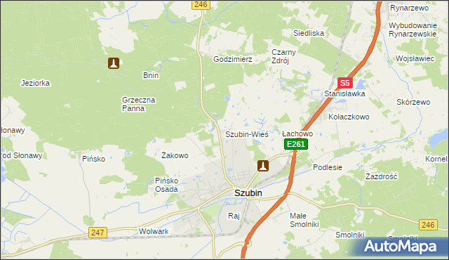 mapa Szubin-Wieś, Szubin-Wieś na mapie Targeo