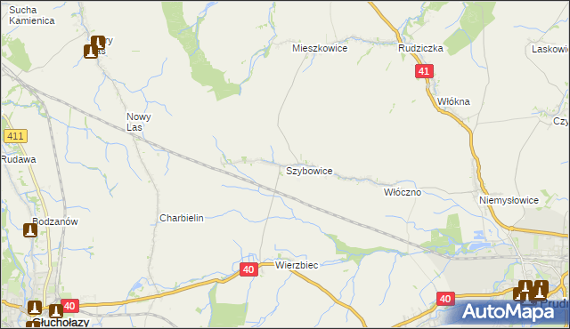 mapa Szybowice, Szybowice na mapie Targeo