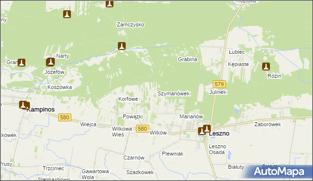 mapa Szymanówek, Szymanówek na mapie Targeo