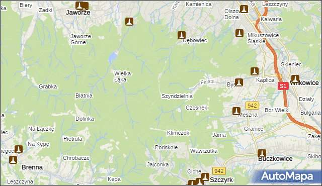 mapa Szyndzielnia, Szyndzielnia na mapie Targeo