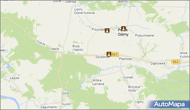 mapa Szyszków gmina Potok Górny, Szyszków gmina Potok Górny na mapie Targeo