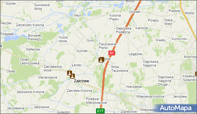 mapa Taczów, Taczów na mapie Targeo