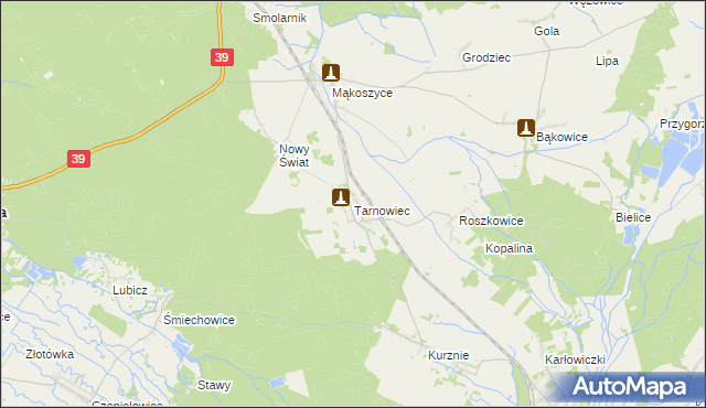 mapa Tarnowiec gmina Lubsza, Tarnowiec gmina Lubsza na mapie Targeo