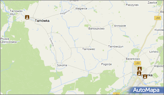 mapa Tarnowiec gmina Tarnówka, Tarnowiec gmina Tarnówka na mapie Targeo