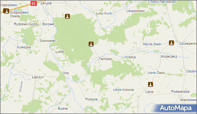 mapa Tarnowo gmina Miastkowo, Tarnowo gmina Miastkowo na mapie Targeo
