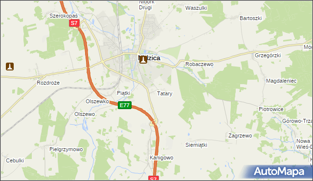 mapa Tatary gmina Nidzica, Tatary gmina Nidzica na mapie Targeo