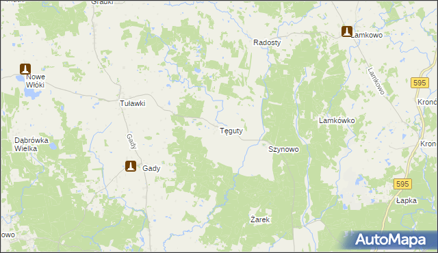 mapa Tęguty, Tęguty na mapie Targeo