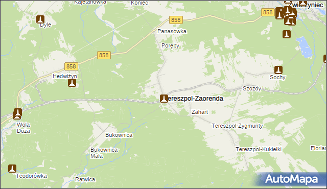 mapa Tereszpol-Zaorenda, Tereszpol-Zaorenda na mapie Targeo