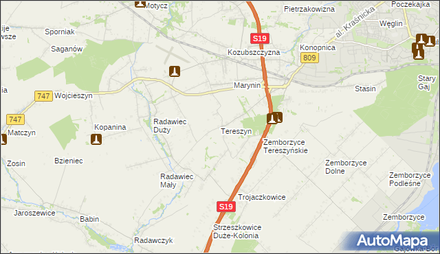 mapa Tereszyn, Tereszyn na mapie Targeo