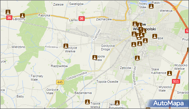 mapa Topola Mała, Topola Mała na mapie Targeo