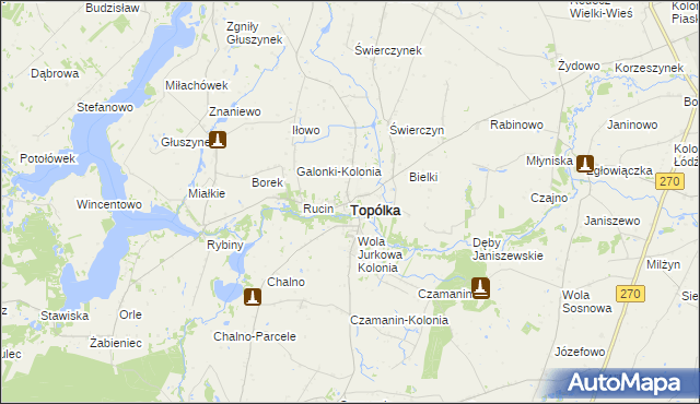 mapa Topólka powiat radziejowski, Topólka powiat radziejowski na mapie Targeo