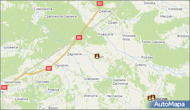 mapa Topór gmina Stoczek, Topór gmina Stoczek na mapie Targeo