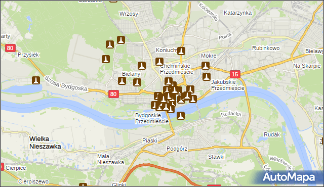 mapa Torunia, Toruń na mapie Targeo