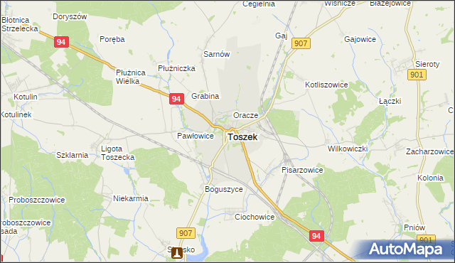 mapa Toszek, Toszek na mapie Targeo