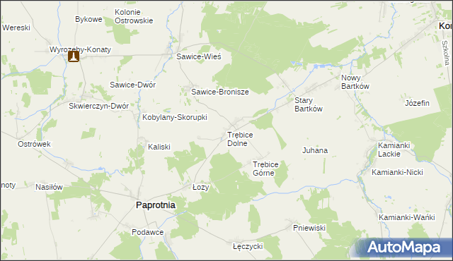 mapa Trębice Dolne, Trębice Dolne na mapie Targeo