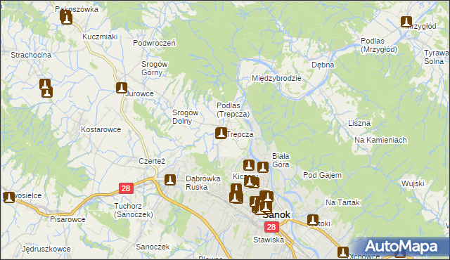 mapa Trepcza, Trepcza na mapie Targeo