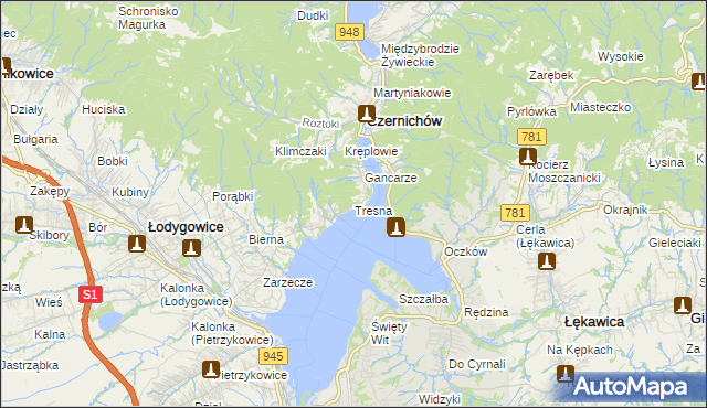 mapa Tresna, Tresna na mapie Targeo
