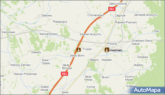 mapa Truszki gmina Śniadowo, Truszki gmina Śniadowo na mapie Targeo