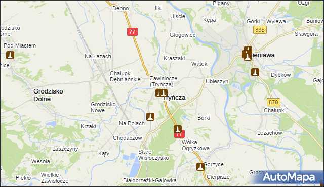 mapa Tryńcza, Tryńcza na mapie Targeo