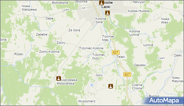 mapa Trzciniec Duży, Trzciniec Duży na mapie Targeo