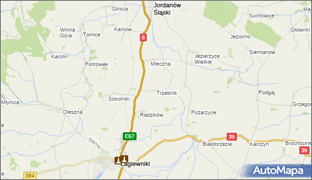 mapa Trzebnik, Trzebnik na mapie Targeo