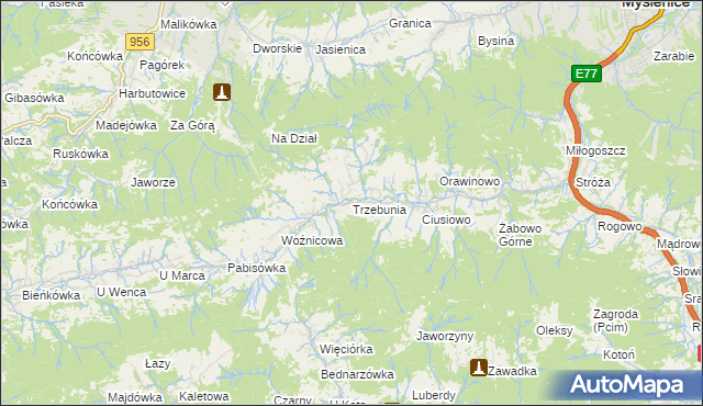 mapa Trzebunia, Trzebunia na mapie Targeo
