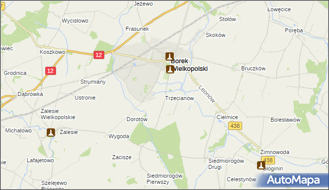 mapa Trzecianów, Trzecianów na mapie Targeo