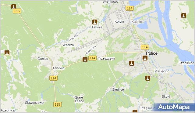 mapa Trzeszczyn, Trzeszczyn na mapie Targeo