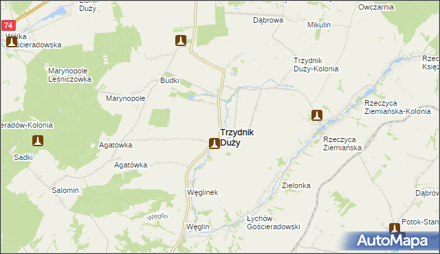 mapa Trzydnik Duży, Trzydnik Duży na mapie Targeo