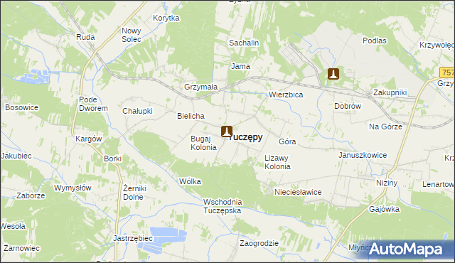 mapa Tuczępy powiat buski, Tuczępy powiat buski na mapie Targeo