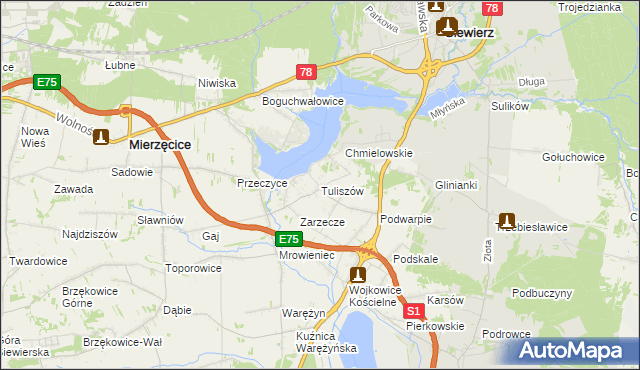mapa Tuliszów, Tuliszów na mapie Targeo
