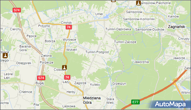 mapa Tumlin-Wykień, Tumlin-Wykień na mapie Targeo