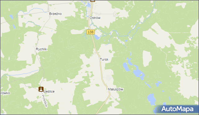 mapa Tursk gmina Sulęcin, Tursk gmina Sulęcin na mapie Targeo