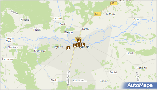 mapa Tykocin, Tykocin na mapie Targeo