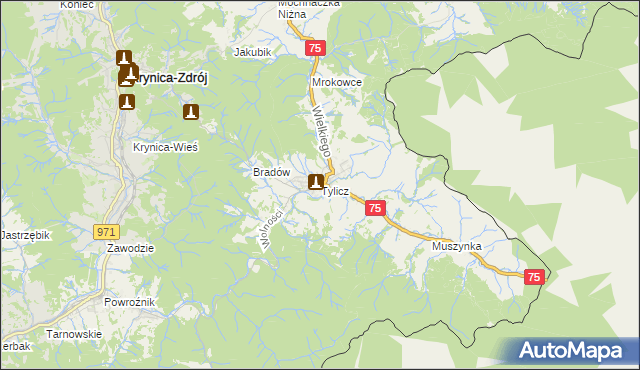 mapa Tylicz, Tylicz na mapie Targeo