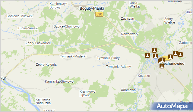 mapa Tymianki-Skóry, Tymianki-Skóry na mapie Targeo