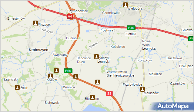 mapa Tyńczyk Legnicki, Tyńczyk Legnicki na mapie Targeo